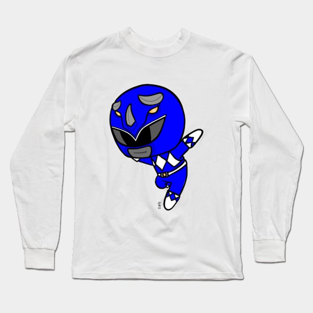 Chibi Blue Ranger Long Sleeve T-Shirt by Not Too Shoddy